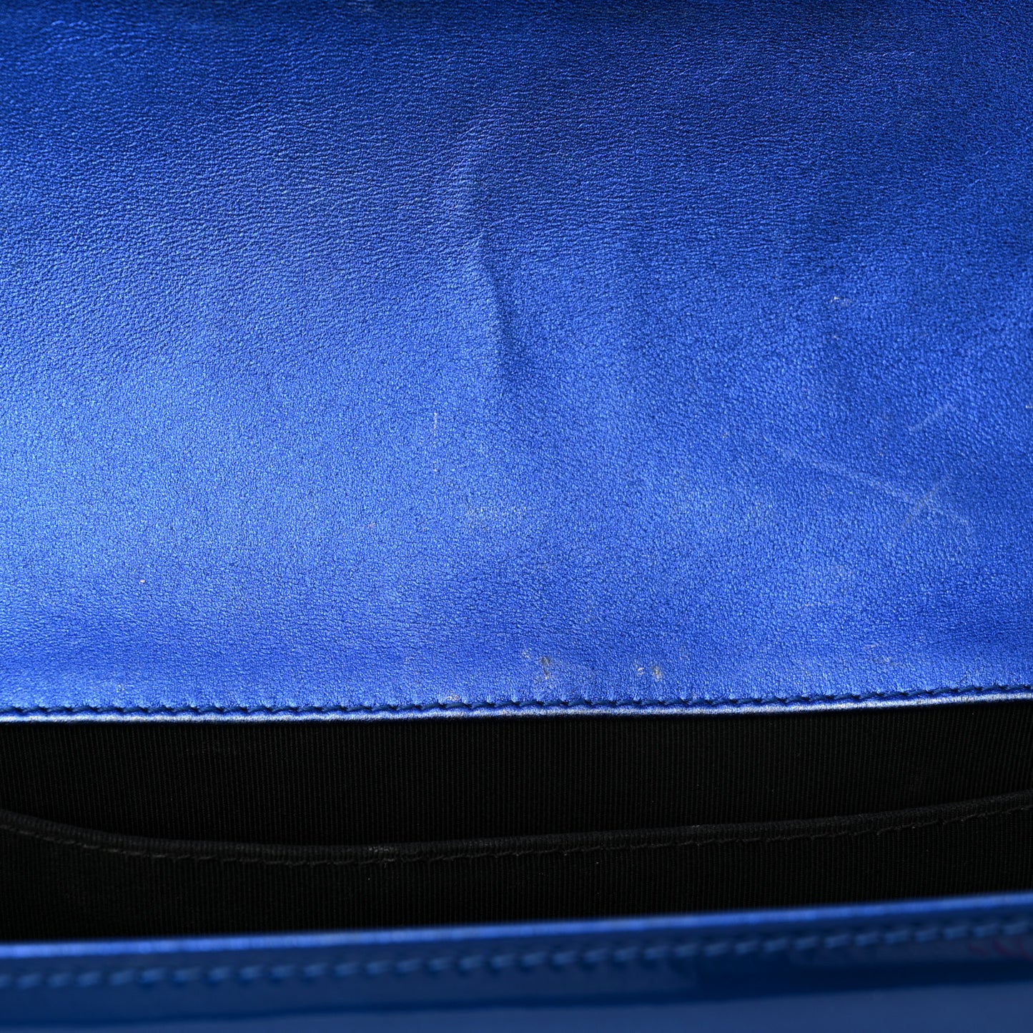 Metallic Patent Quilted Medium Boy Flap Blue