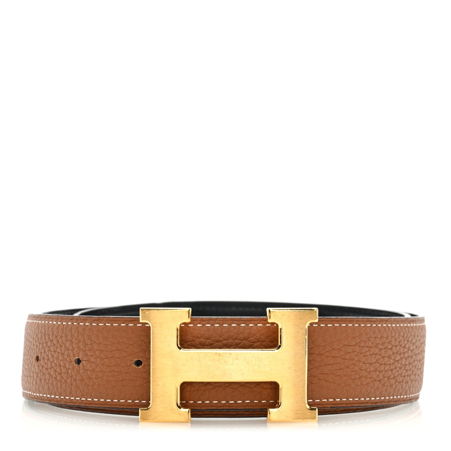 Hermes Togo Box 32mm H Belt 80 32 Black Gold 1 of 4