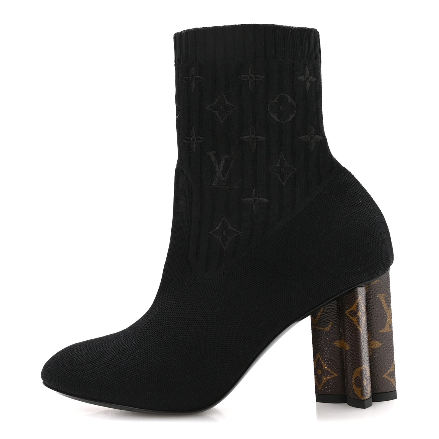 Monogram Stretch Fabric Silhouette Ankle Boots 39 Black