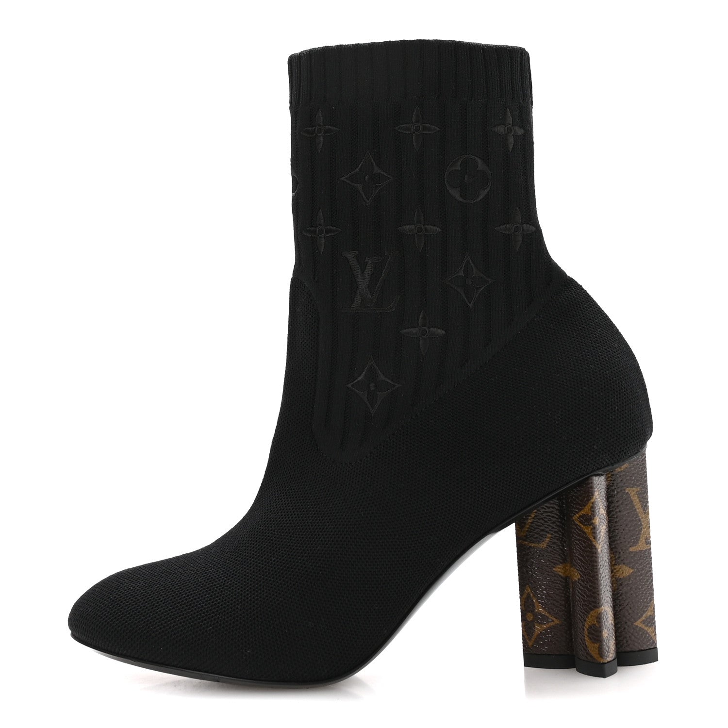 Louis Vuitton Monogram Stretch Fabric Silhouette Ankle Boots 39 Black 1 of 8