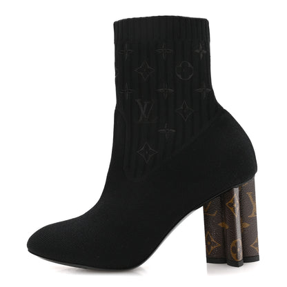 Louis Vuitton Monogram Stretch Fabric Silhouette Ankle Boots 39 Black 1 of 8