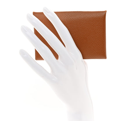 Hermes Epsom Calvi Card Case Gold 2 of 7