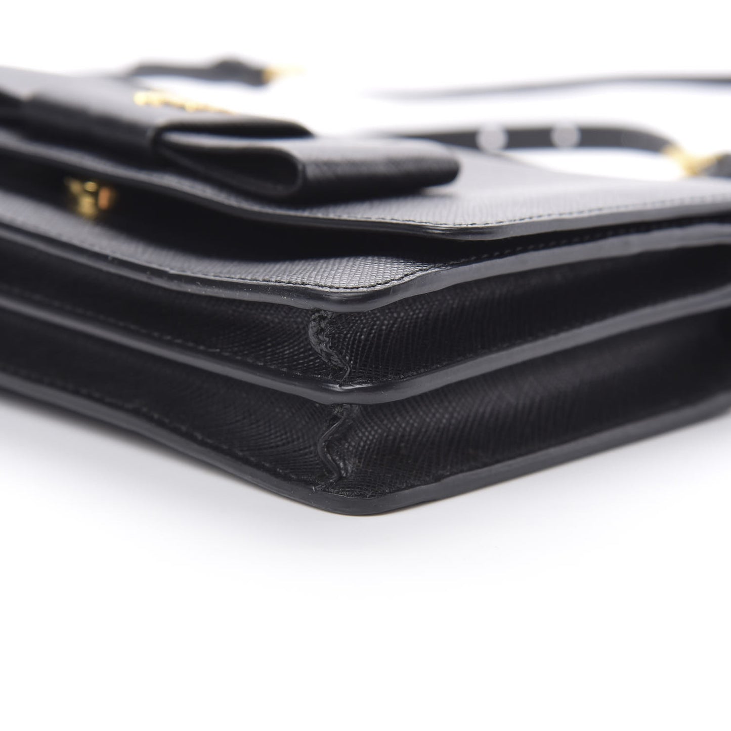 Saffiano Bow Flap Wallet Black