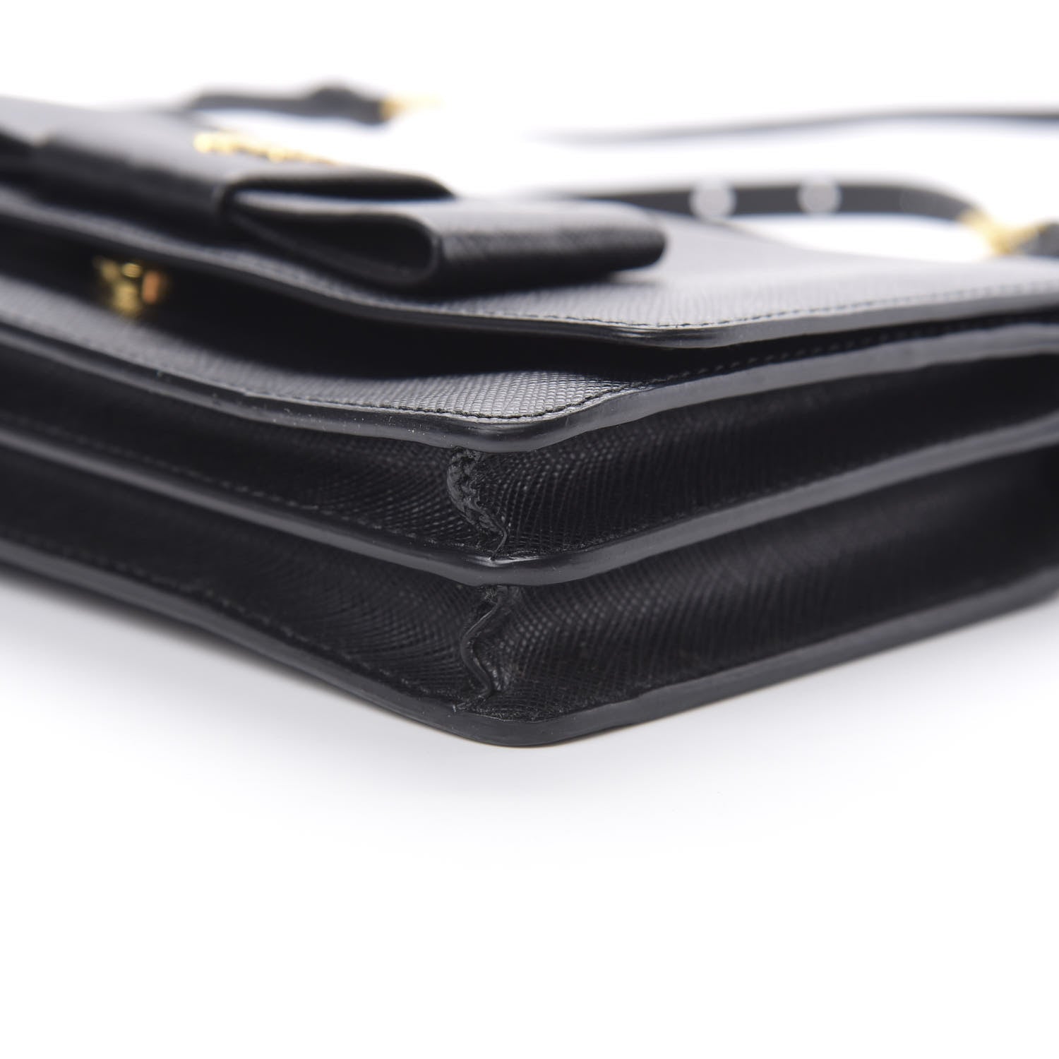 Prada Saffiano Bow Flap Wallet Black 11 of 11