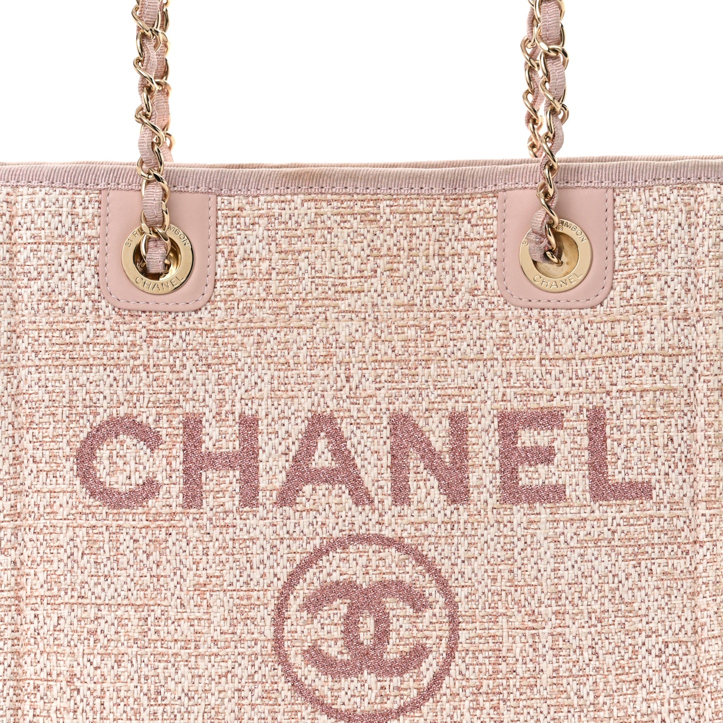 Mixed Fibers Calfskin Mini Deauville Tote Rose Pink