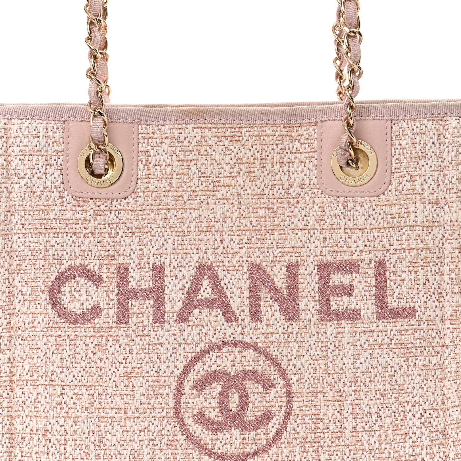 Chanel Mixed Fibers Calfskin Mini Deauville Tote Rose Pink 8 of 11