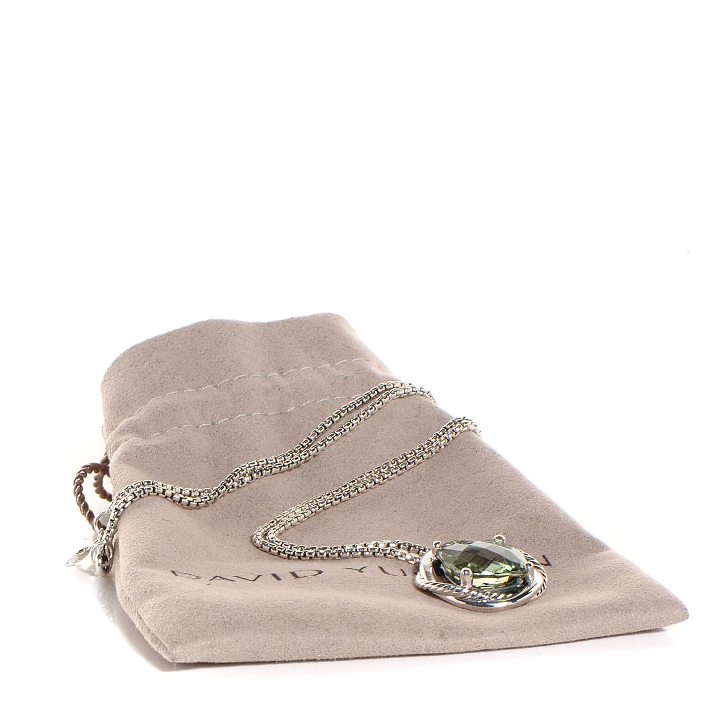 Sterling Silver Prasiolite 14mm Infinity Pendant Necklace
