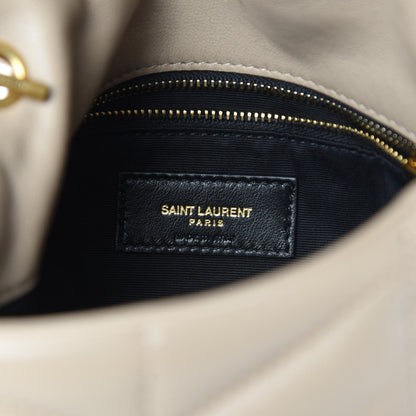 Saint Laurent Lambskin Quilted Toy Loulou Puffer Monogram Chain Satchel Nude Powder 6 of 10
