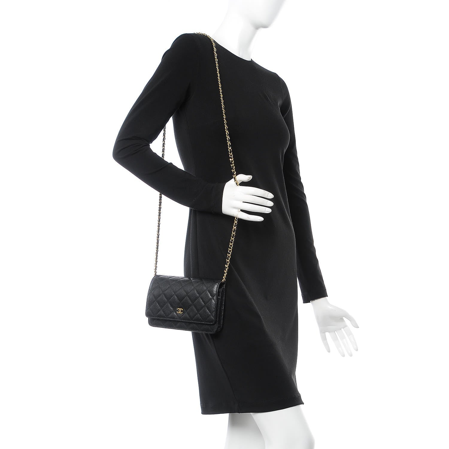 Chanel Caviar Quilted Wallet On Chain WOC Black 2 of 8