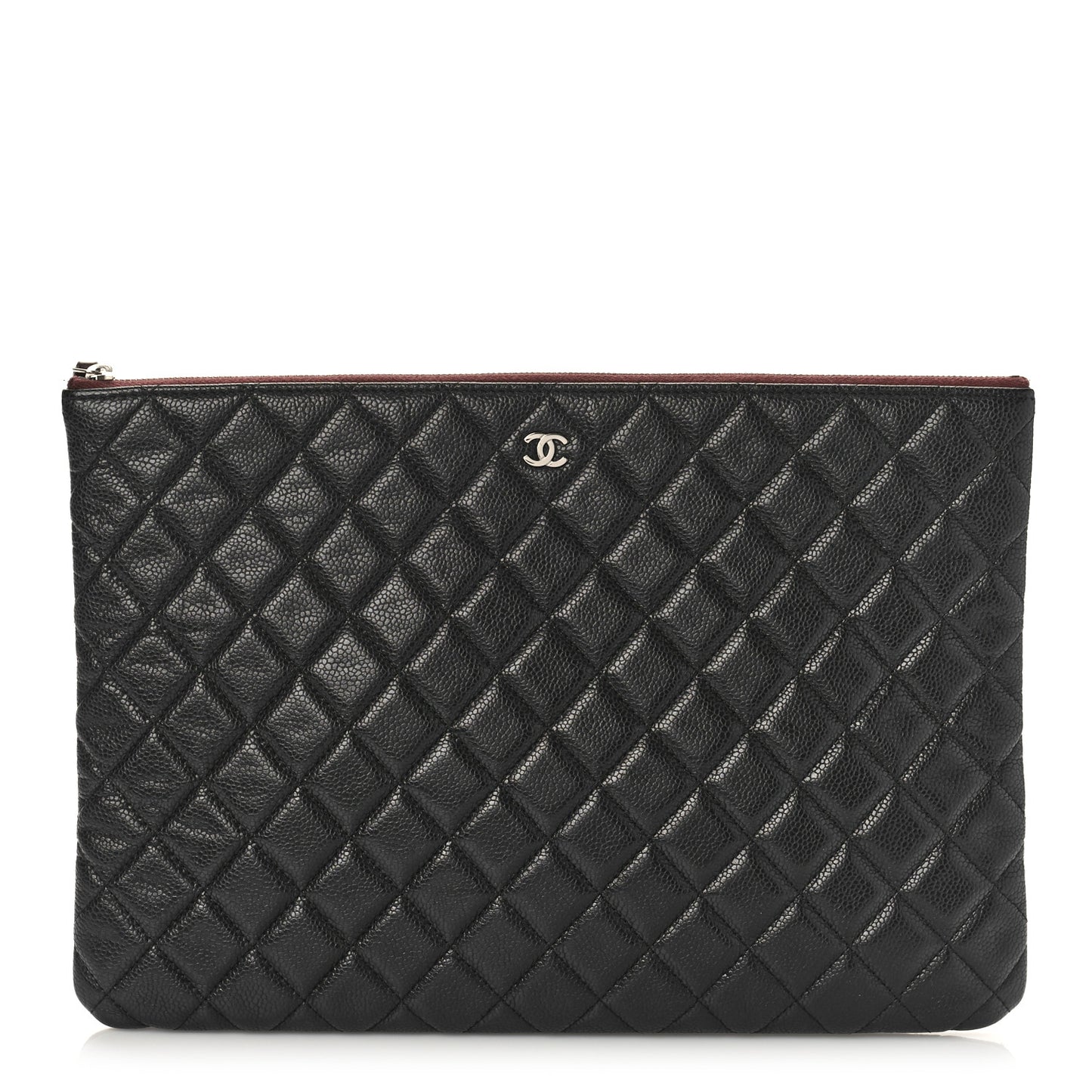 Caviar Quilted Large Cosmetic Case Black