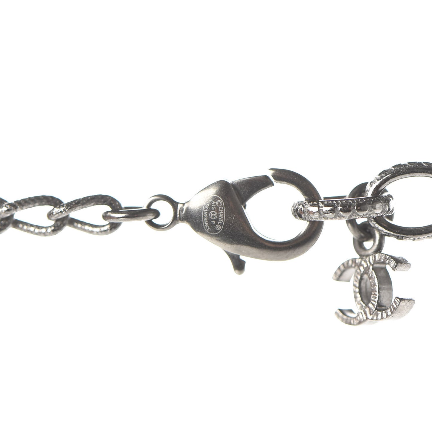 Crystal Baguette CC Double Strand Necklace Silver