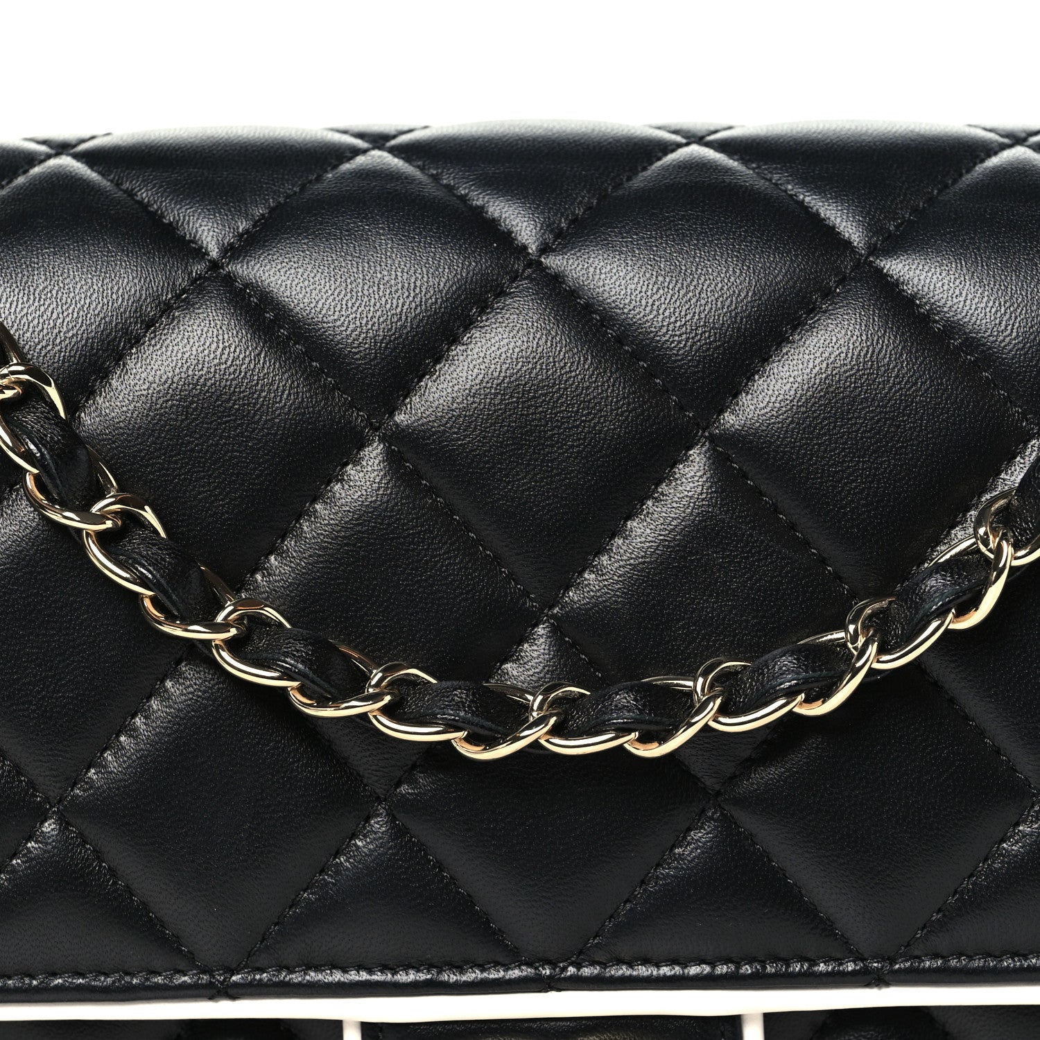 Chanel Lambskin Quilted Resin Graphic Frame Flap Bag Black White 8 of 10