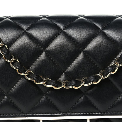 Chanel Lambskin Quilted Resin Graphic Frame Flap Bag Black White 8 of 10