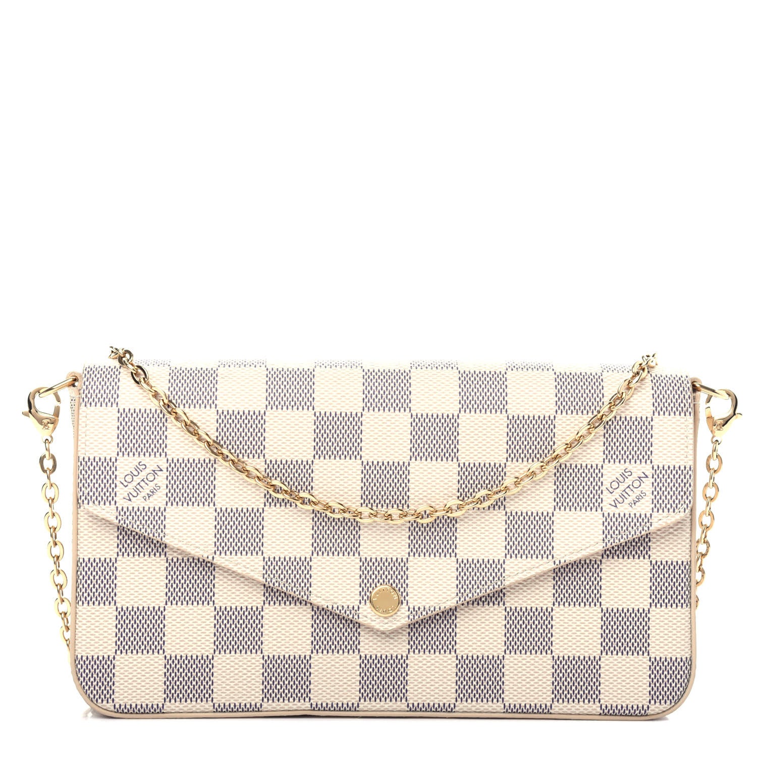 Louis Vuitton Damier Azur Pochette Felicie Chain Wallet Rose Ballerine 1 of 10