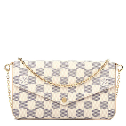 Louis Vuitton Damier Azur Pochette Felicie Chain Wallet Rose Ballerine 1 of 10