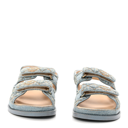 Chanel Denim Quilted Dad Sandals 36 Blue 3 of 10