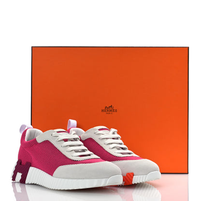Hermes Air Mesh Suede Goatskin Bouncing Sneakers 38 Rose Multicolor 12 of 12
