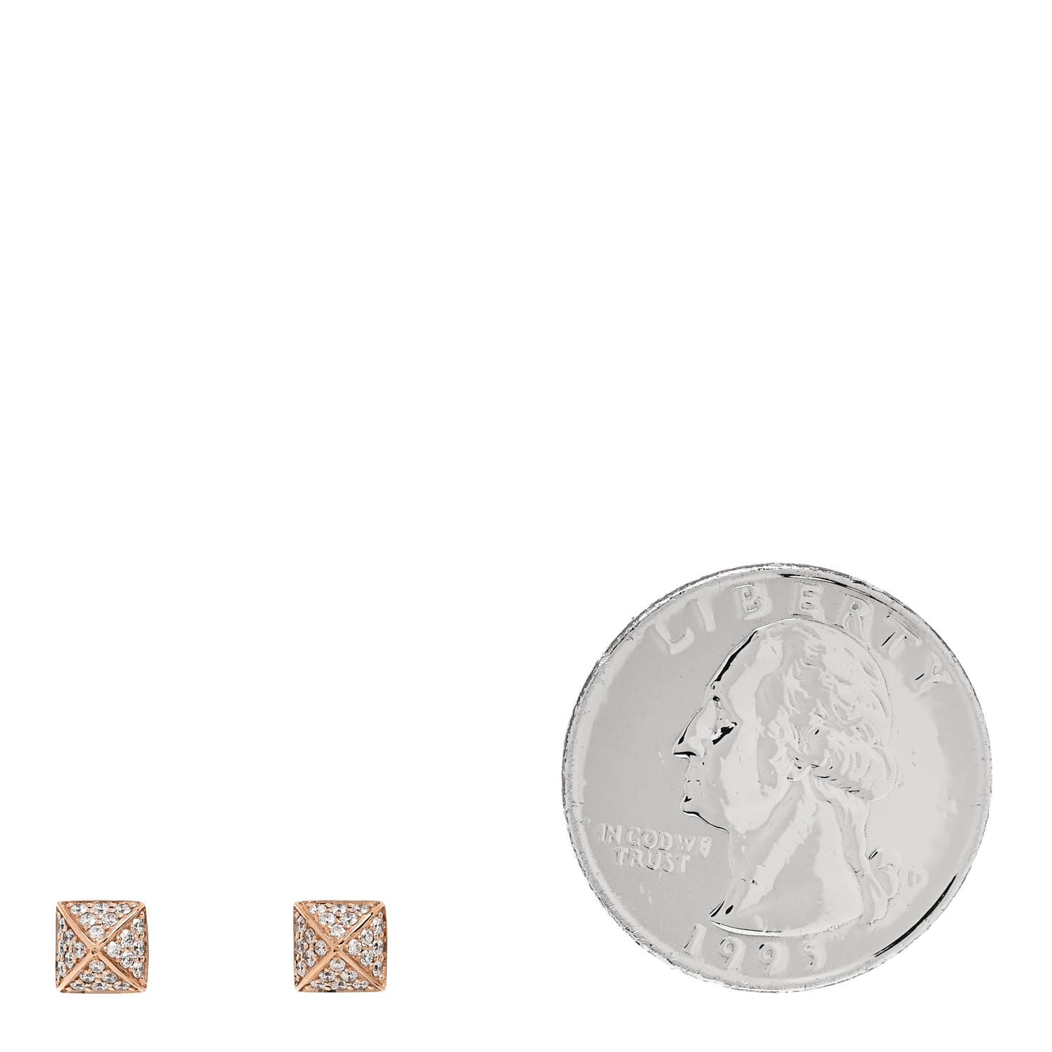 Hermes 18K Rose Gold Diamond Clou d'H Stud Earrings 2 of 5