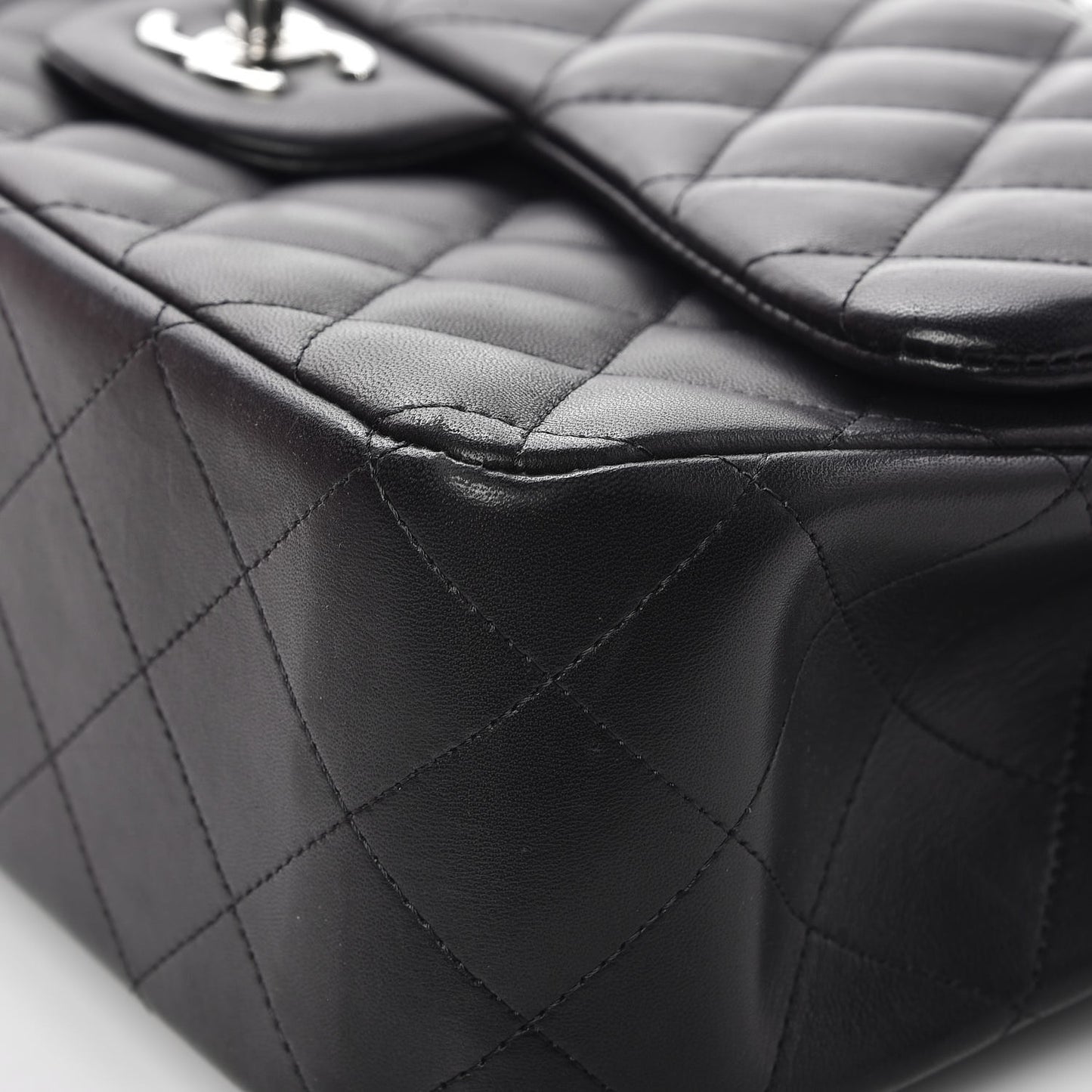 Lambskin Quilted Jumbo Double Flap Black