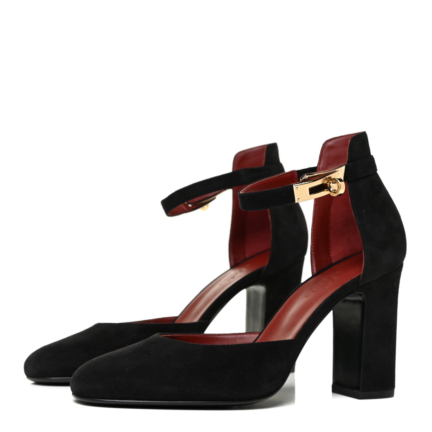 Hermes Suede Goatskin Baby 90 Pump 38 Black 3 of 12