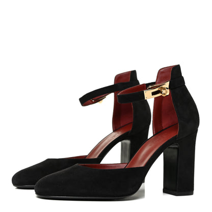 Hermes Suede Goatskin Baby 90 Pump 38 Black 3 of 12