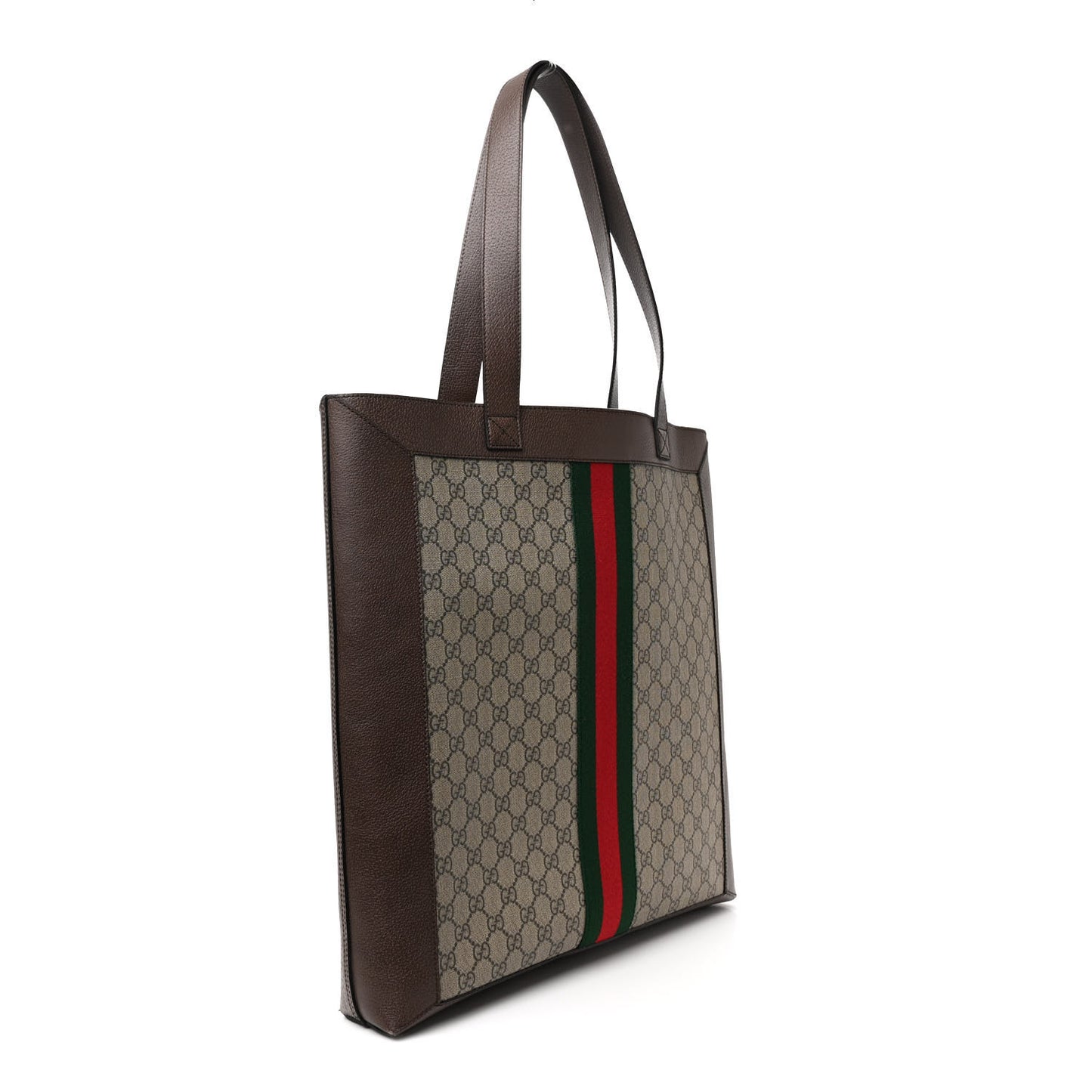 GG Supreme Monogram Web Large Ophidia Vertical Shopping Tote Brown