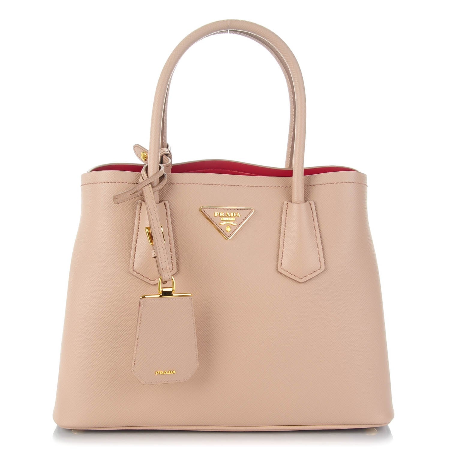 Prada Saffiano Cuir Small Double Bag Cammeo Fuoco 1 of 7