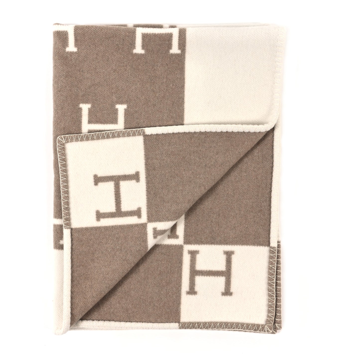 Wool Cashmere Avalon Baby Blanket Noisette Moyen White