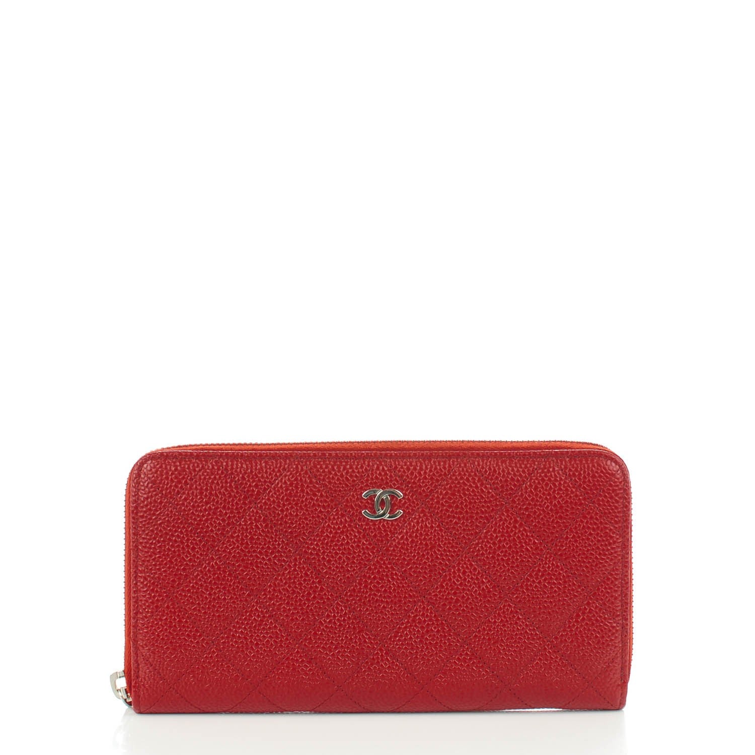 Chanel Caviar Quilted Large Gusset Zip Around Wallet Dark Red 1 of 8