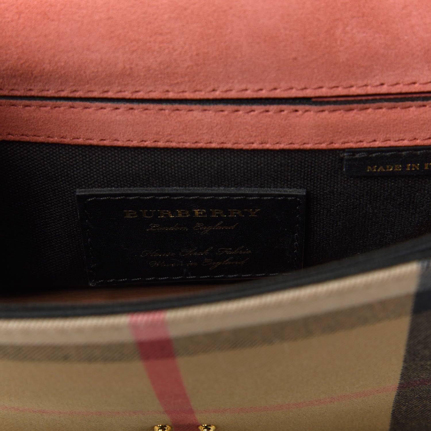 Burberry Derby Calfskin House Check Small Macken Crossbody Bag Copper Pink 8 of 11