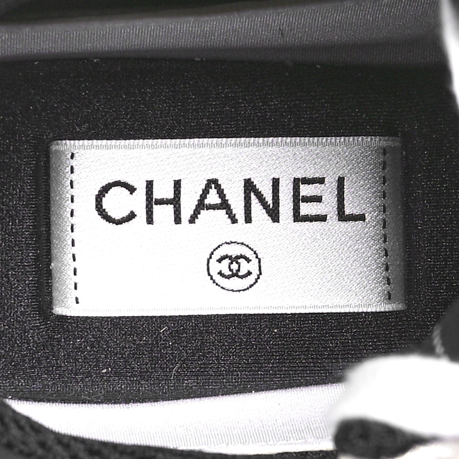 Chanel Mesh Suede Calfskin Grained Calfskin Womens CC Sneakers 38.5 White Black 7 of 9