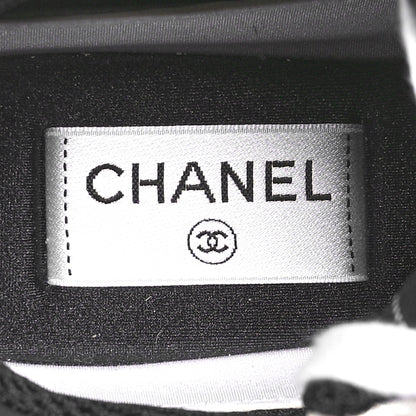 Chanel Mesh Suede Calfskin Grained Calfskin Womens CC Sneakers 38.5 White Black 7 of 9