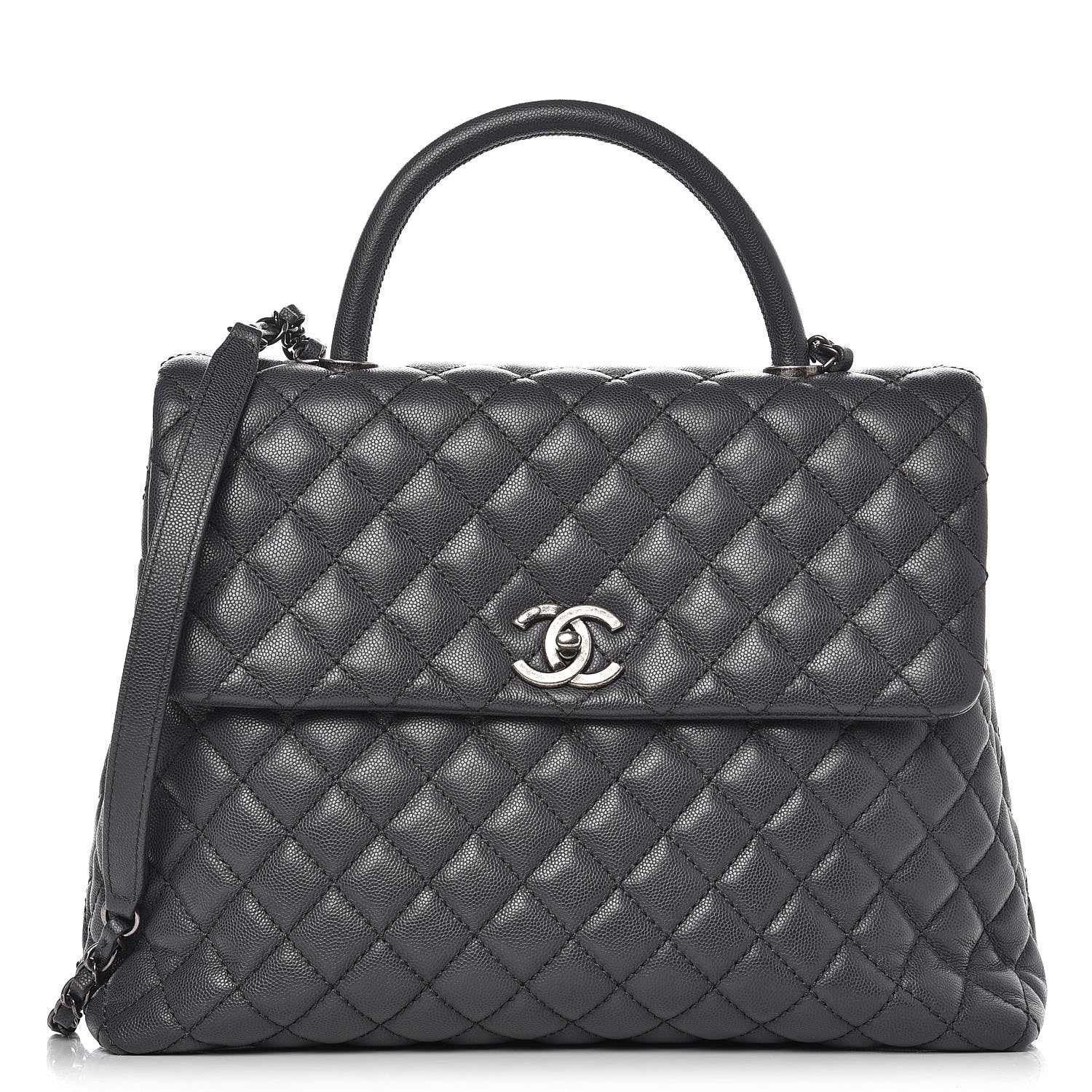 Chanel Caviar Quilted Large Coco Handle Flap Grey 1 of 11