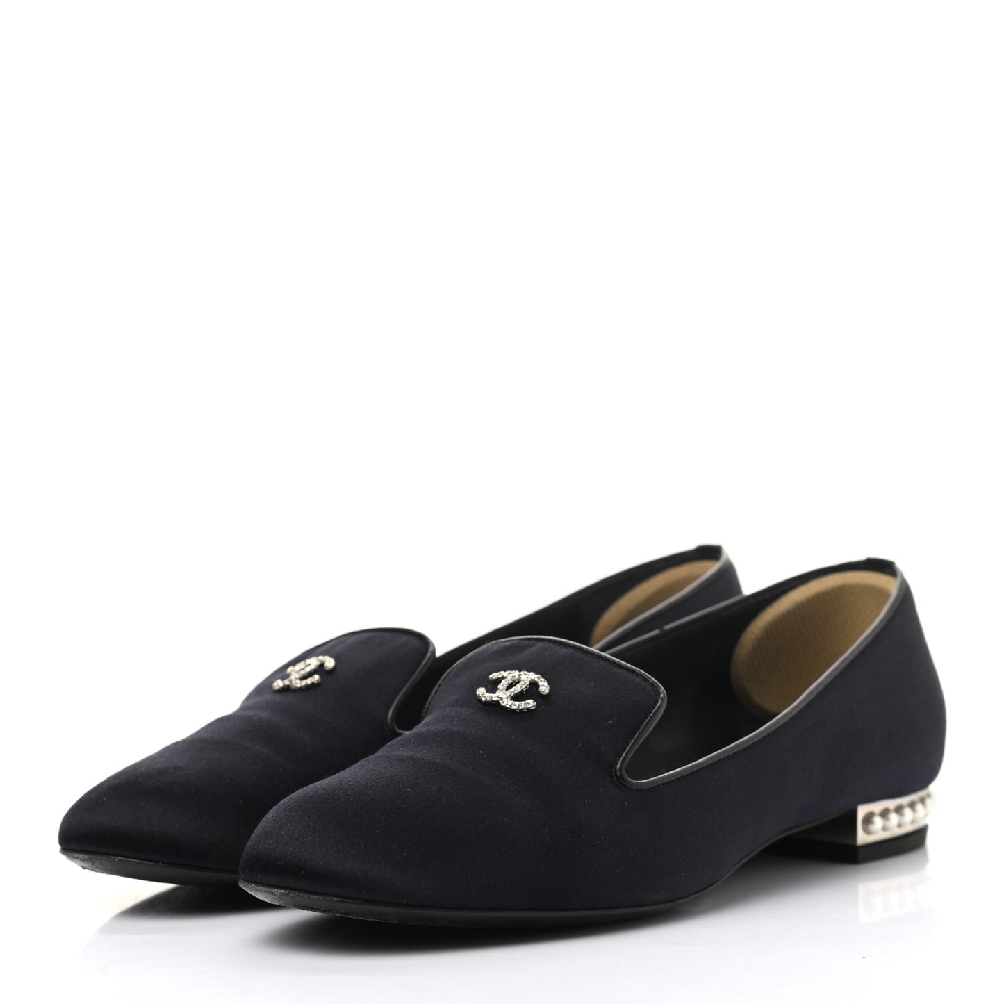 Satin Pearl CC Loafers 36.5 Black