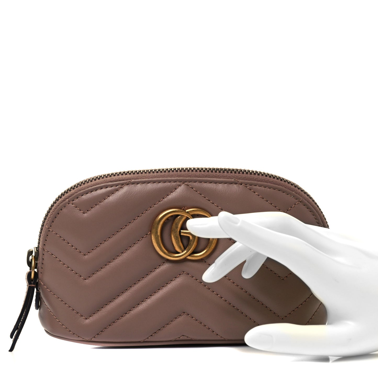 Calfskin Matelasse GG Marmont Pouch Cosmetic Case Porcelain Rose