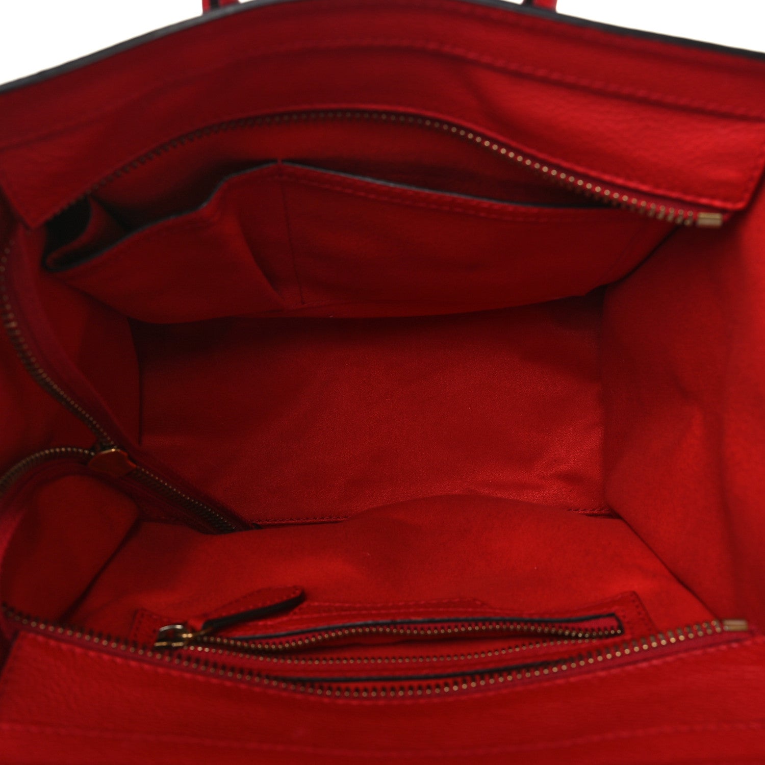 Celine Drummed Calfskin Micro Luggage Red 4 of 8