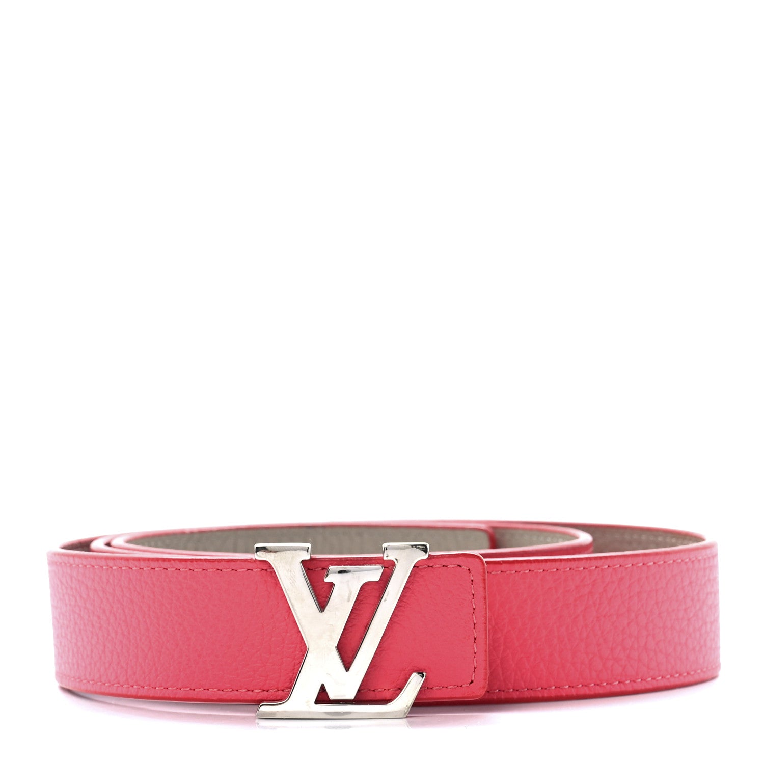 Louis Vuitton Taurillon Calfskin 30mm LV Initiales Reversible Belt 85 34 Pink Grey 1 of 5