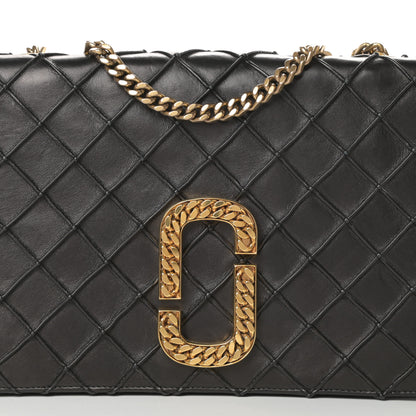 Marc Jacobs Natural Grain Calfskin Quilted Double J Quilted Bag Black 7 of 12