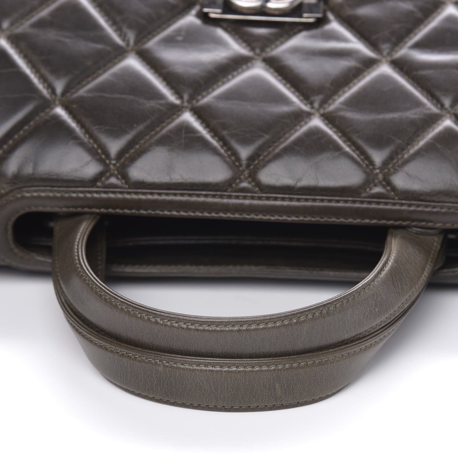 Chanel Glazed Calfskin Boy Satchel Flap Dark Grey 12 of 16
