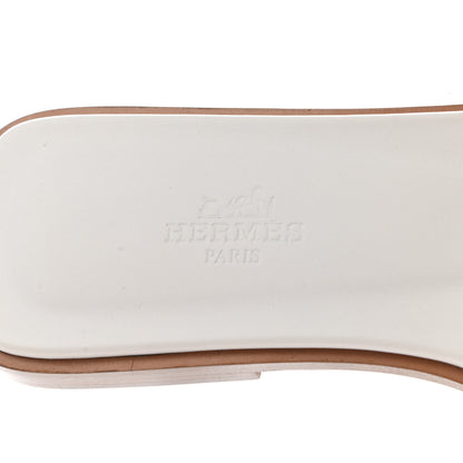 Hermes Box Calfskin Oran Sandals 37 White 7 of 9