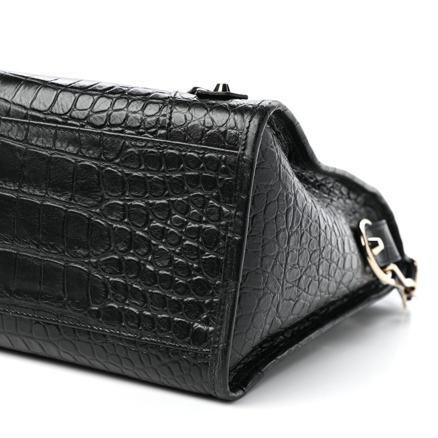 Calfskin Crocodile Embossed Classic Hardware City Black