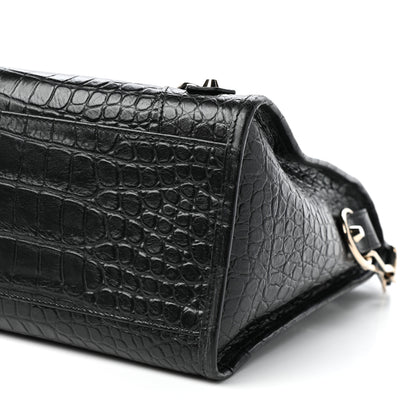 Balenciaga Calfskin Crocodile Embossed Classic Hardware City Black 9 of 10