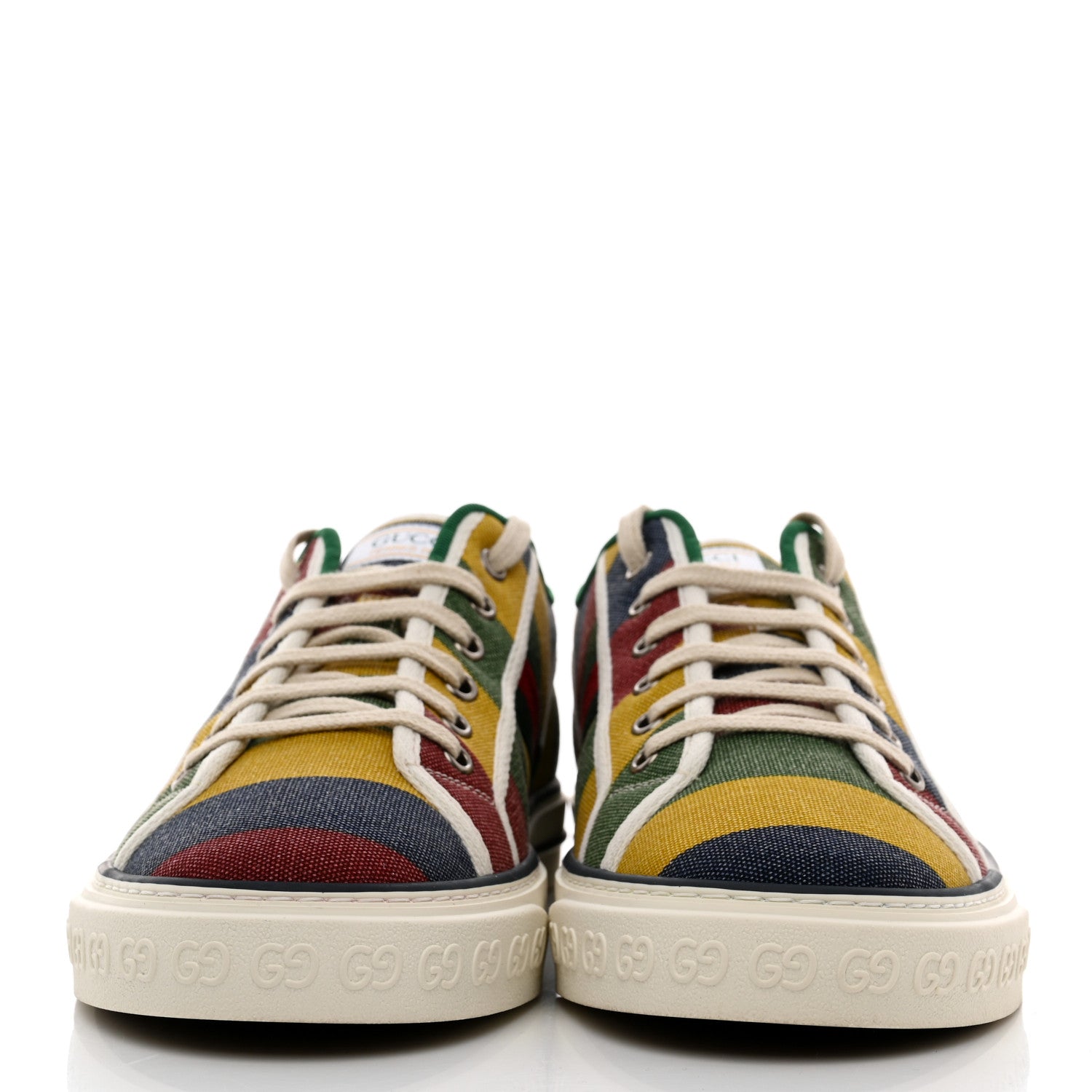 Gucci Canvas Web Marley Stripe Mens 1977 Tennis Sneakers 10.5 Multicolor Mystic White 2 of 8