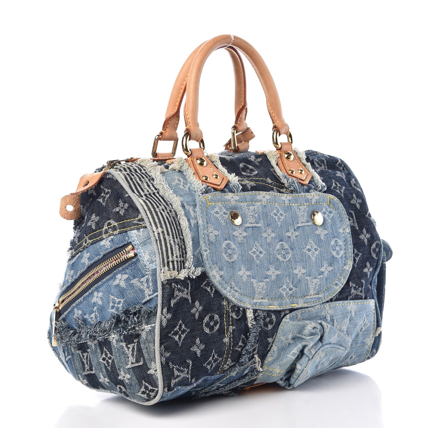 Louis Vuitton Denim Patchwork Speedy 30 Blue 2 of 7