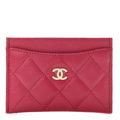 Chanel Caviar Quilted Card Holder Dark Pink 1 of 8