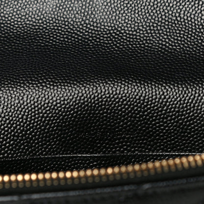 Saint Laurent Grain De Poudre Matelasse Chevron Monogram Envelope Chain Wallet Black 10 of 10