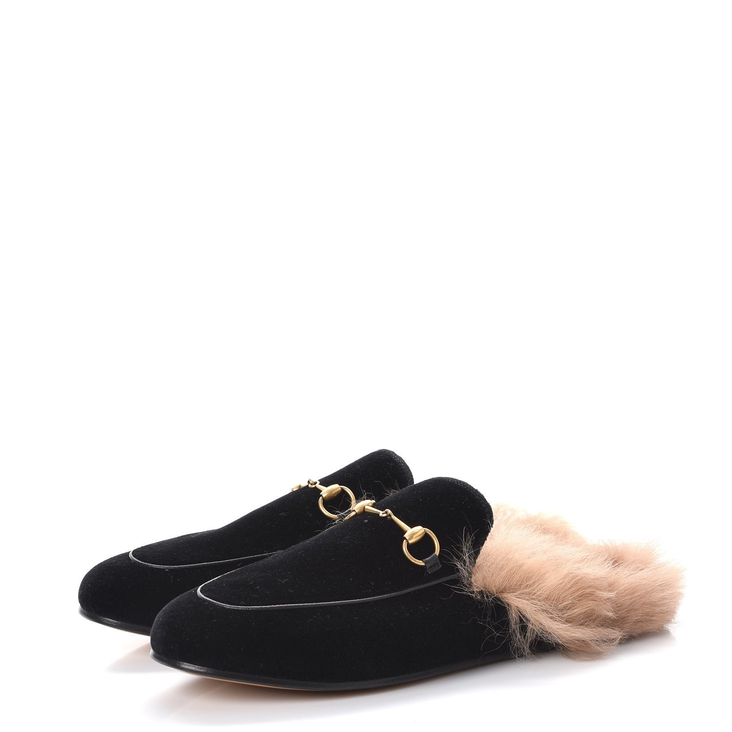 Gucci Velvet Fur Womens Princetown Slippers 41 Black 3 of 8