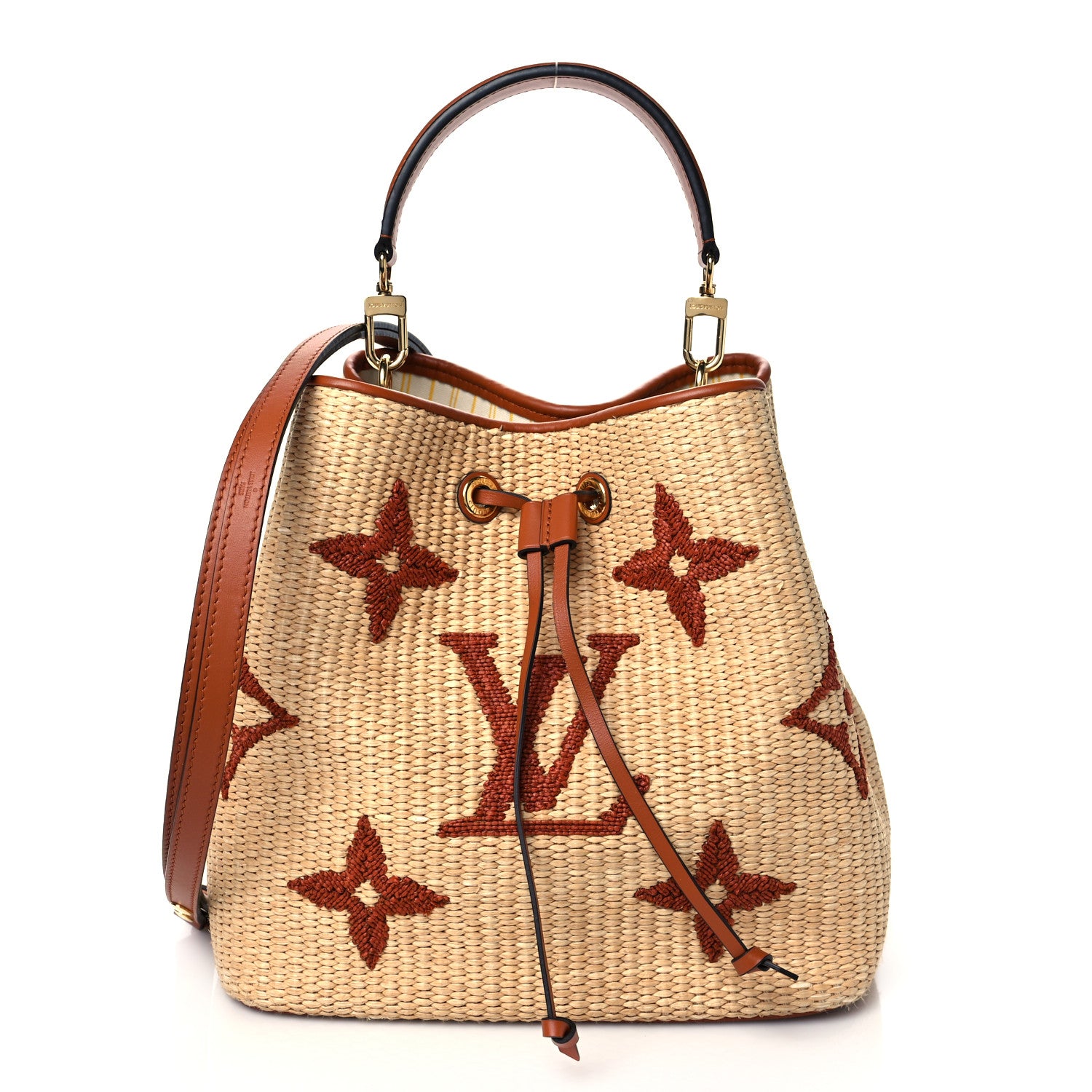 Louis Vuitton Raffia Calfskin Monogram Neonoe MM Tan 1 of 8