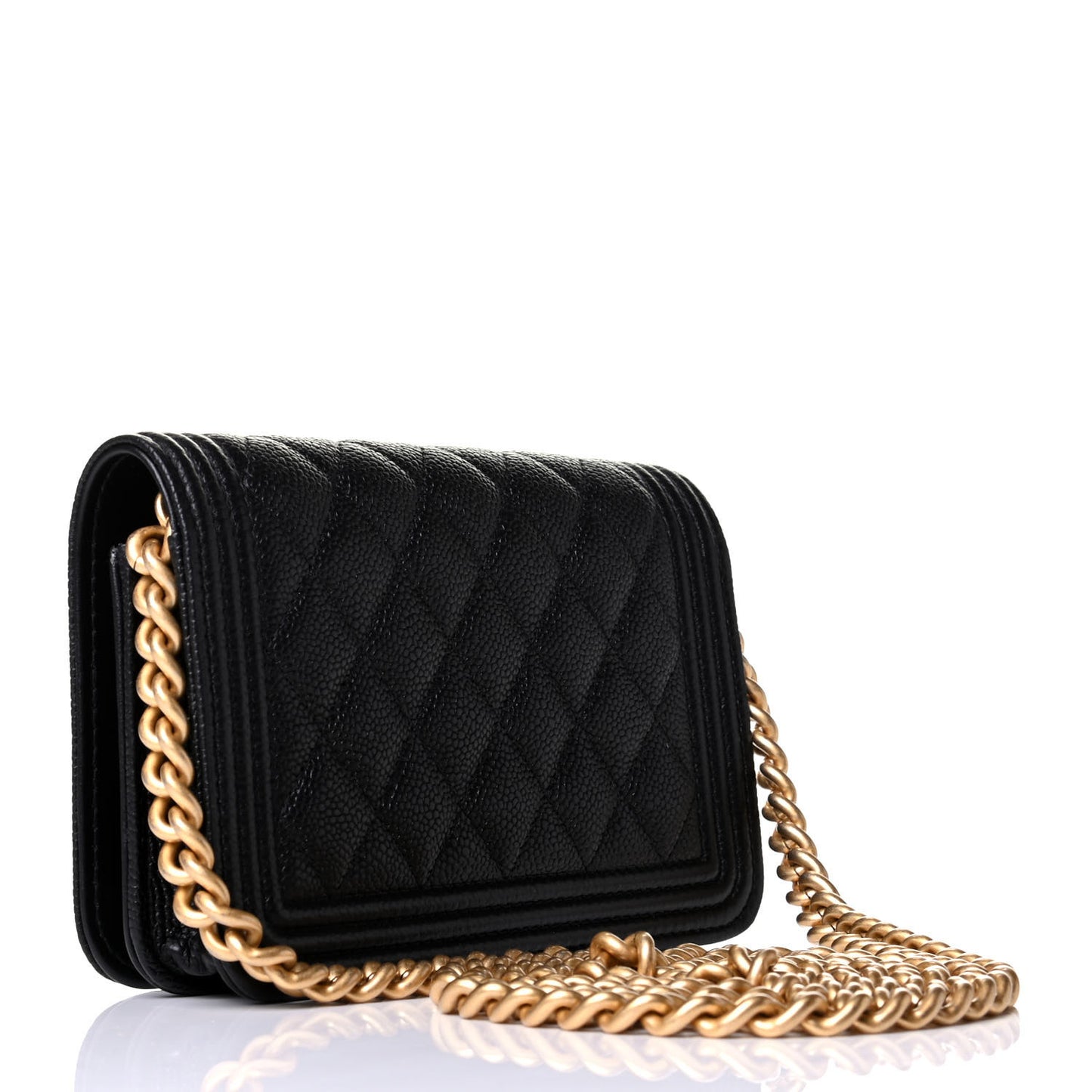 Caviar Quilted Boy Wallet On Chain WOC Black