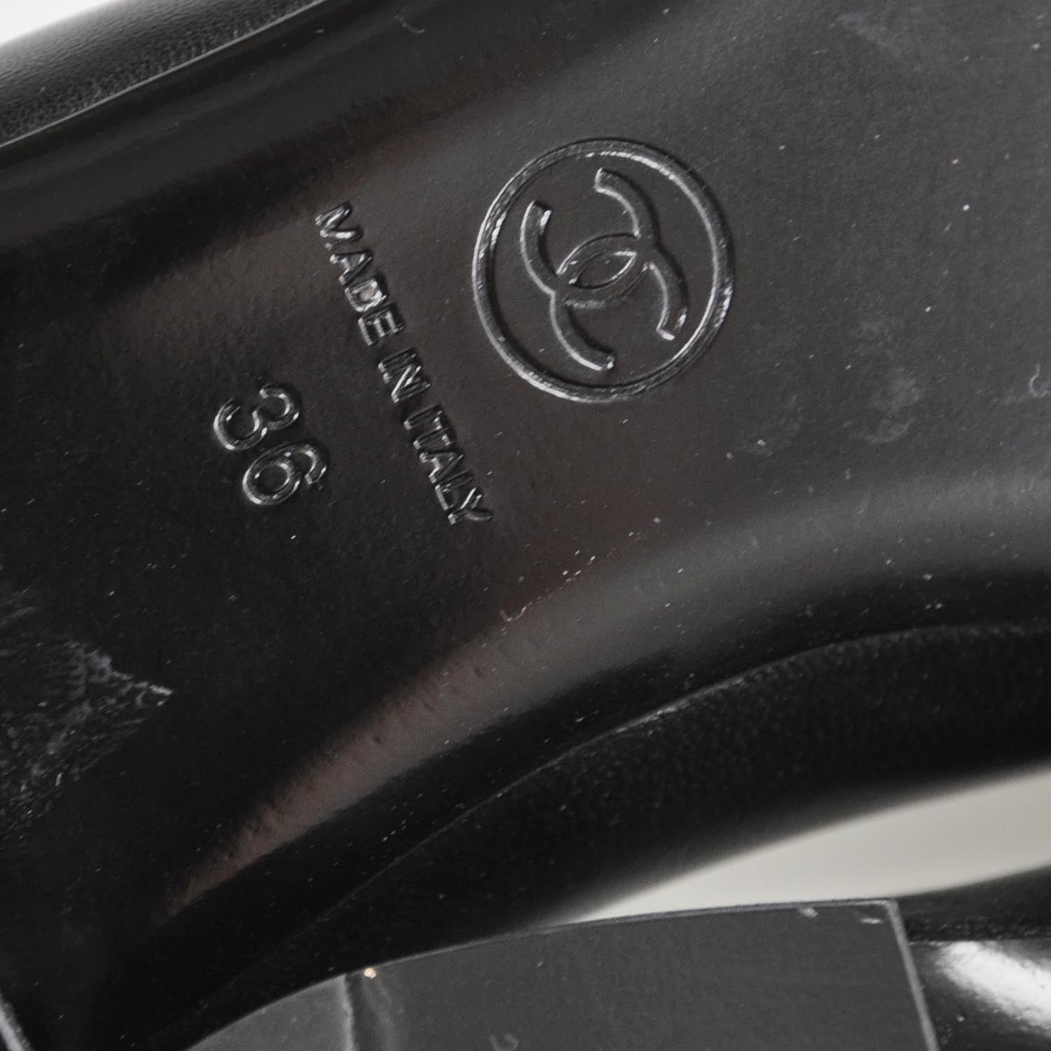 Chanel Leather Pearl Bow Flats 36 Black 6 of 9